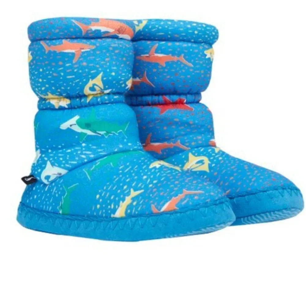 Joules Blue Rainbow Shark Padabout toddler Slipper Boot socks size 11 12 small